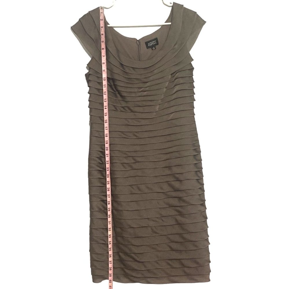 Adrianna Papell Womens Brown Metal Tiered Ruffle Formal Sleeveless Sheath Dress - Picture 8 of 10